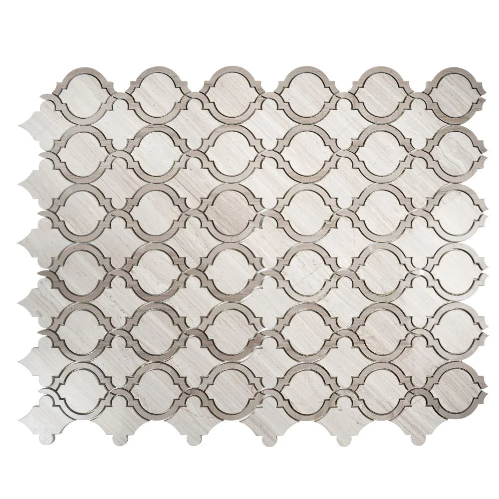 Arabesque Tile Wooden Beige & Athens Grey Mosaic Tile