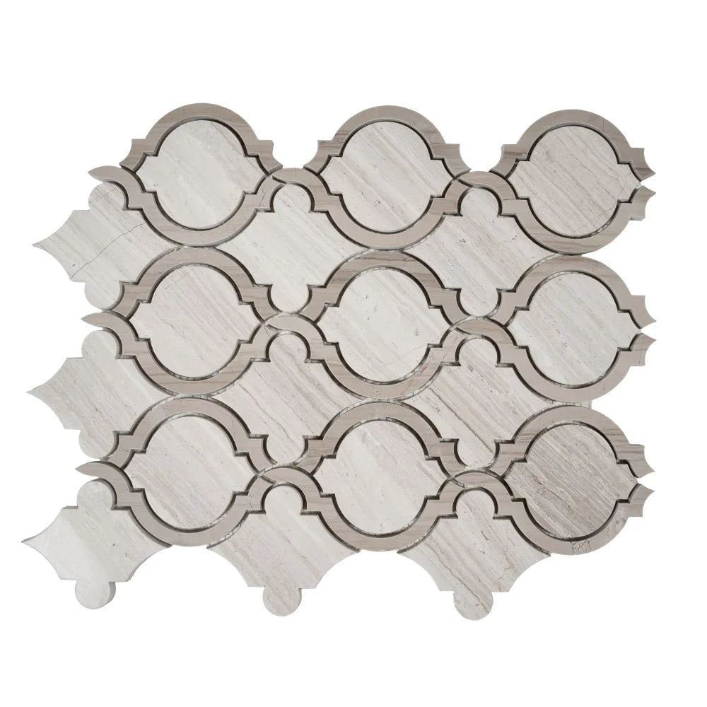 Arabesque Tile Wooden Beige & Athens Grey Mosaic Tile