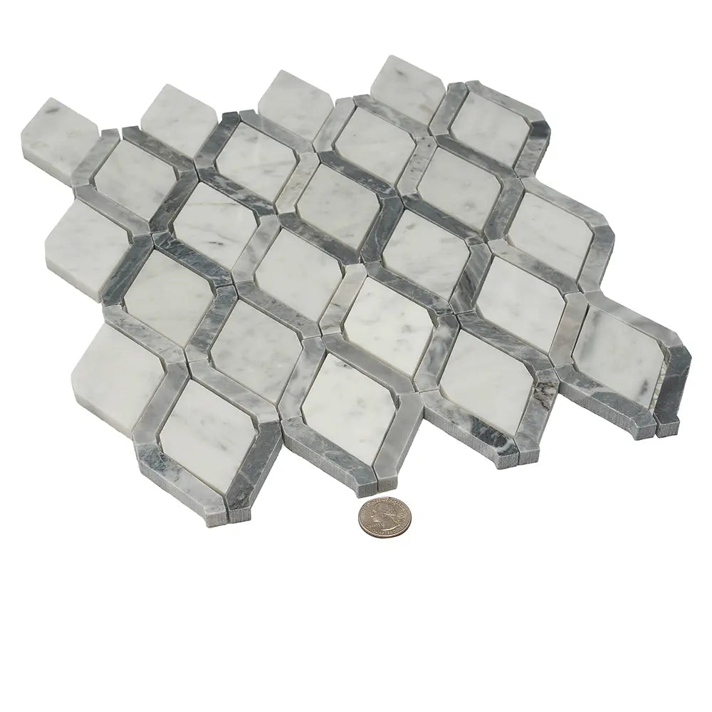 Diamonds Carrara White & Bardiglio Mosaic Tile | Tile Club