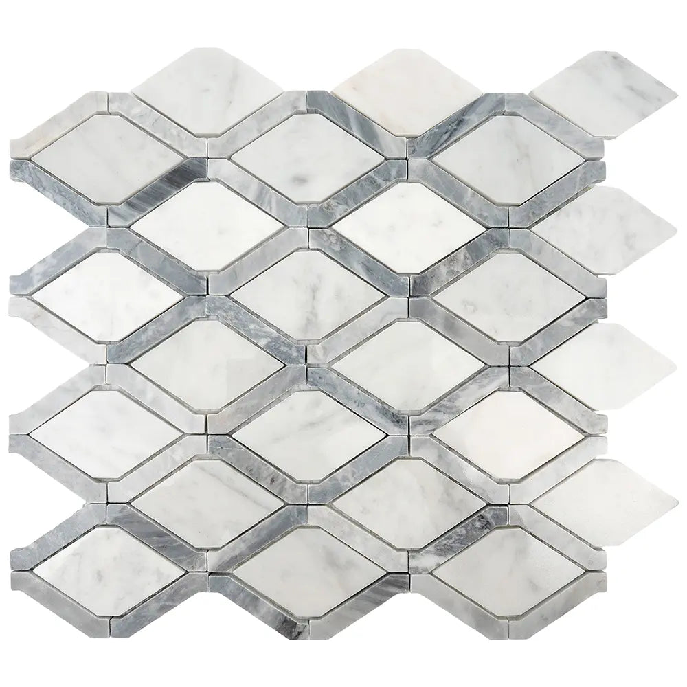 Diamonds Carrara White & Bardiglio Mosaic Tile | Tile Club