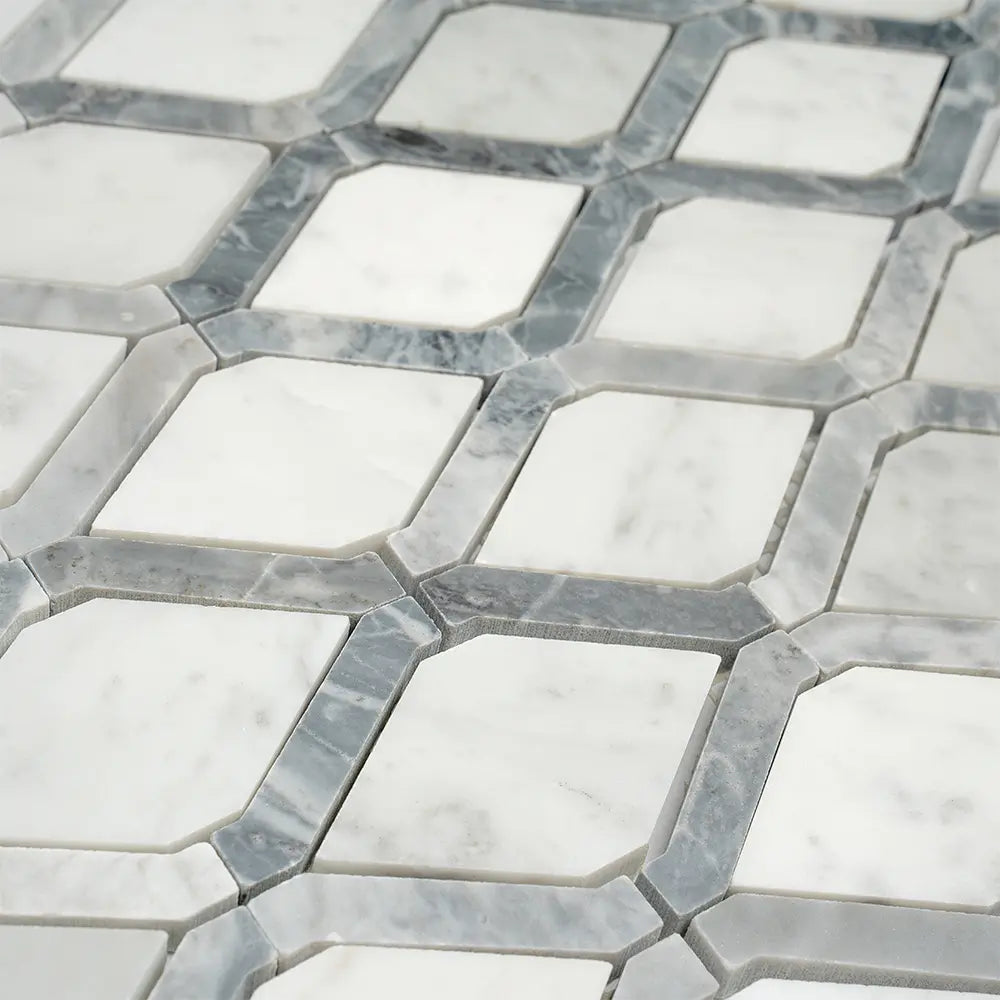Diamonds Carrara White & Bardiglio Mosaic Tile | Tile Club