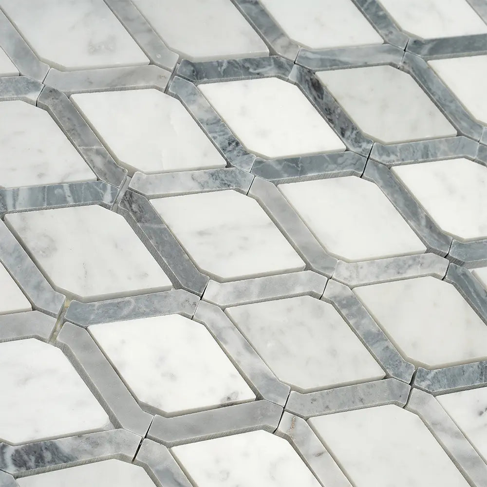 Diamonds Carrara White & Bardiglio Mosaic Tile | Tile Club