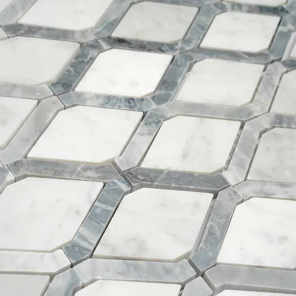 Diamonds Carrara White & Bardiglio Mosaic Tile | Tile Club