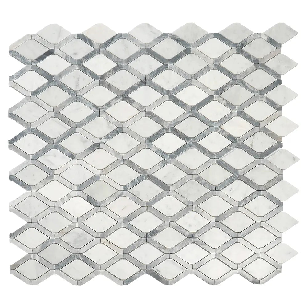 Diamonds Carrara White & Bardiglio Mosaic Tile | Tile Club