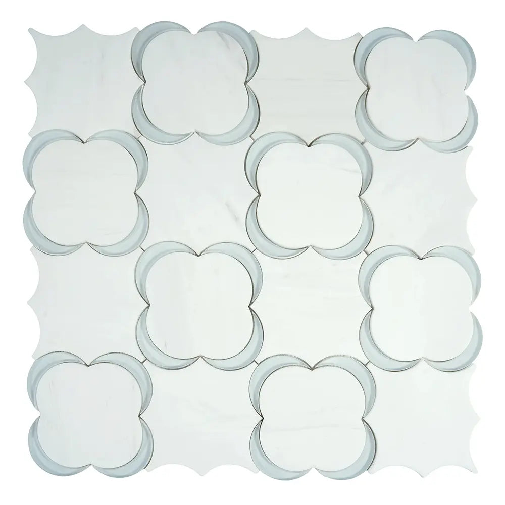 Camelia Dolomiti Bianco & Glass Mosaic Tile | Tile Club