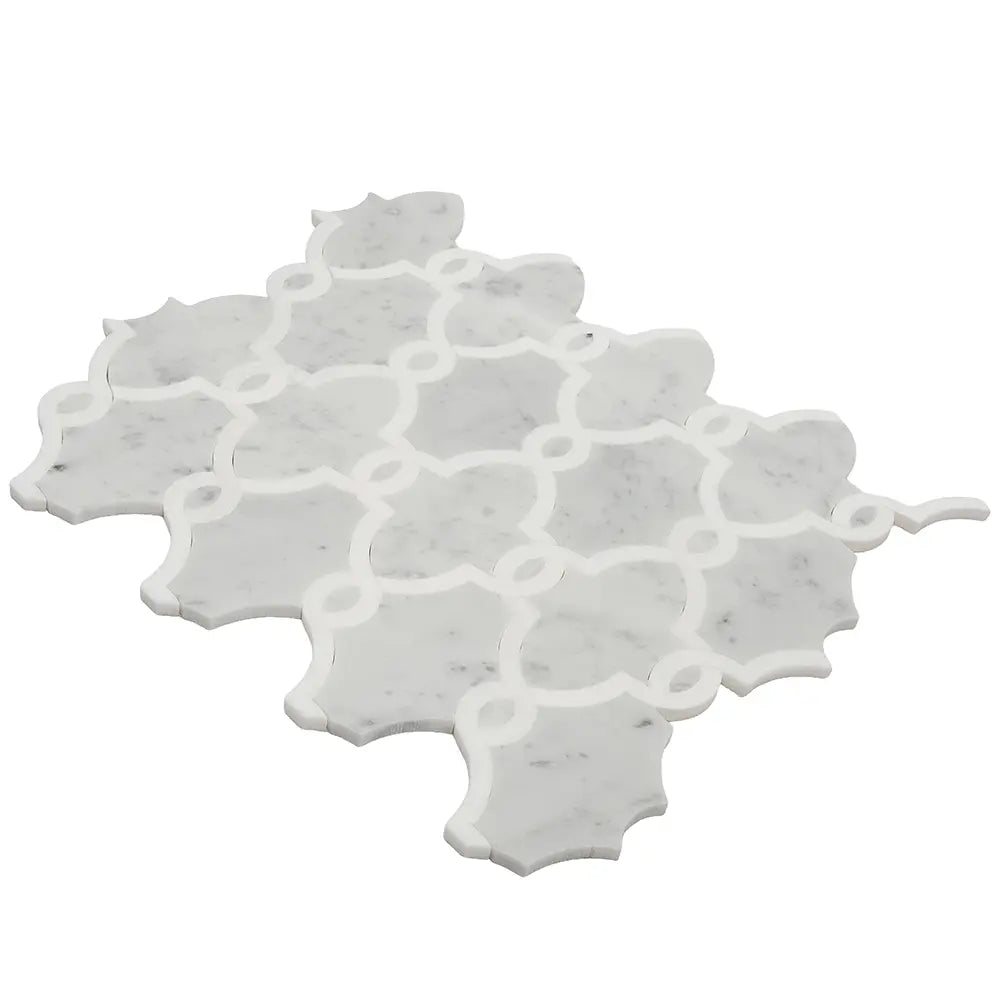Carrara & Thassos White Chains Marble Mosaic Tile | Tile Club