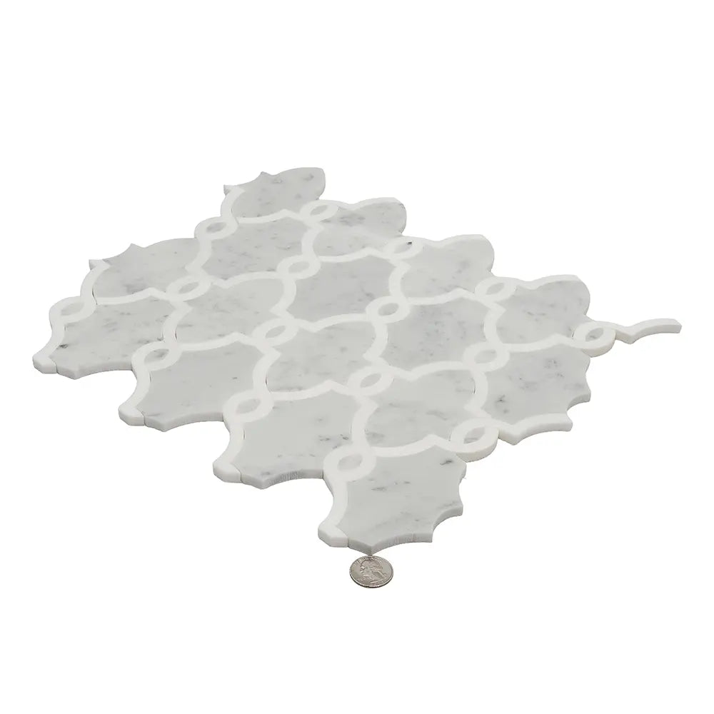 Carrara & Thassos White Chains Marble Mosaic Tile | Tile Club