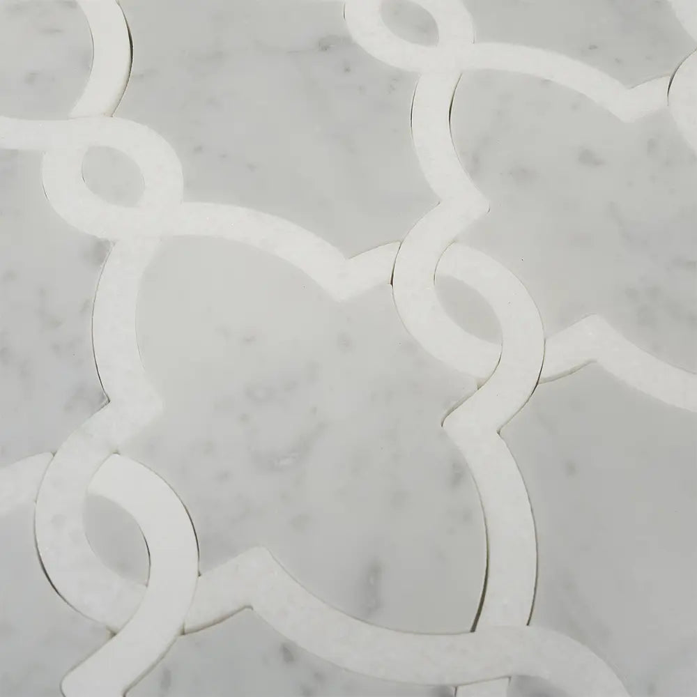 Carrara & Thassos White Chains Marble Mosaic Tile | Tile Club