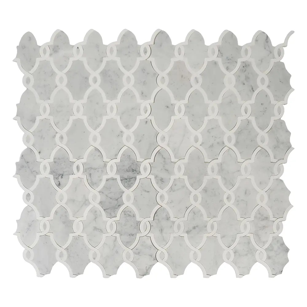Carrara & Thassos White Chains Marble Mosaic Tile | Tile Club