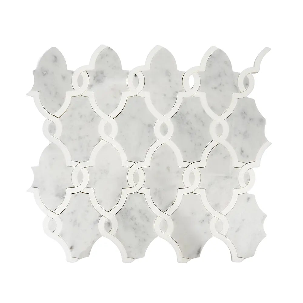 Carrara & Thassos White Chains Marble Mosaic Tile | Tile Club