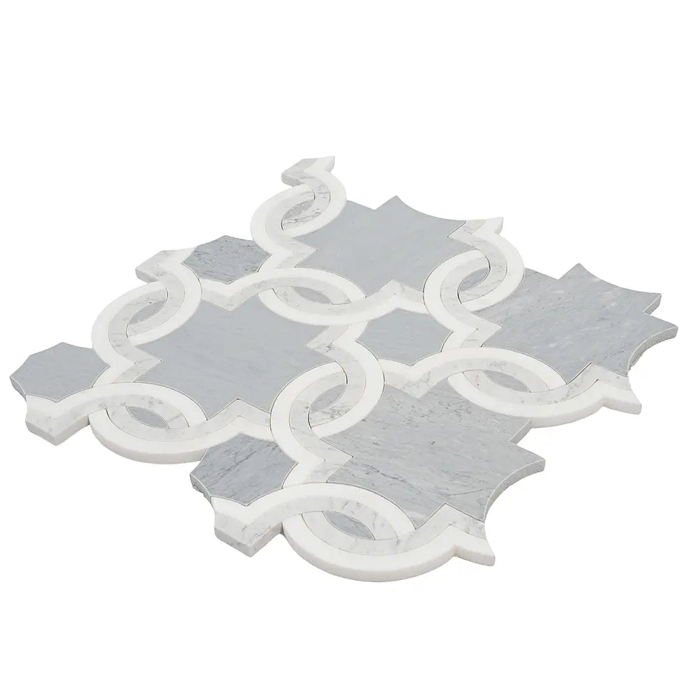 Weaving Flower Carrara & Thassos Marble Mosaic Tile | Tile Club