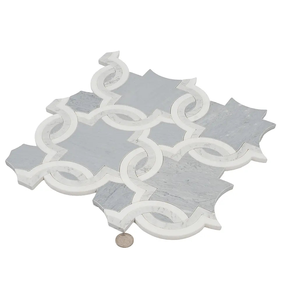 Weaving Flower Carrara & Thassos Marble Mosaic Tile | Tile Club
