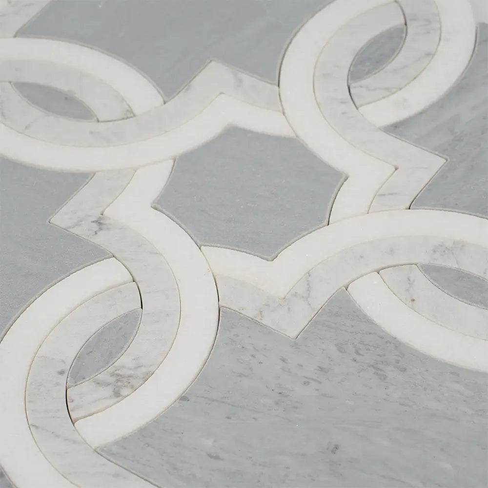 Weaving Flower Carrara & Thassos Marble Mosaic Tile | Tile Club