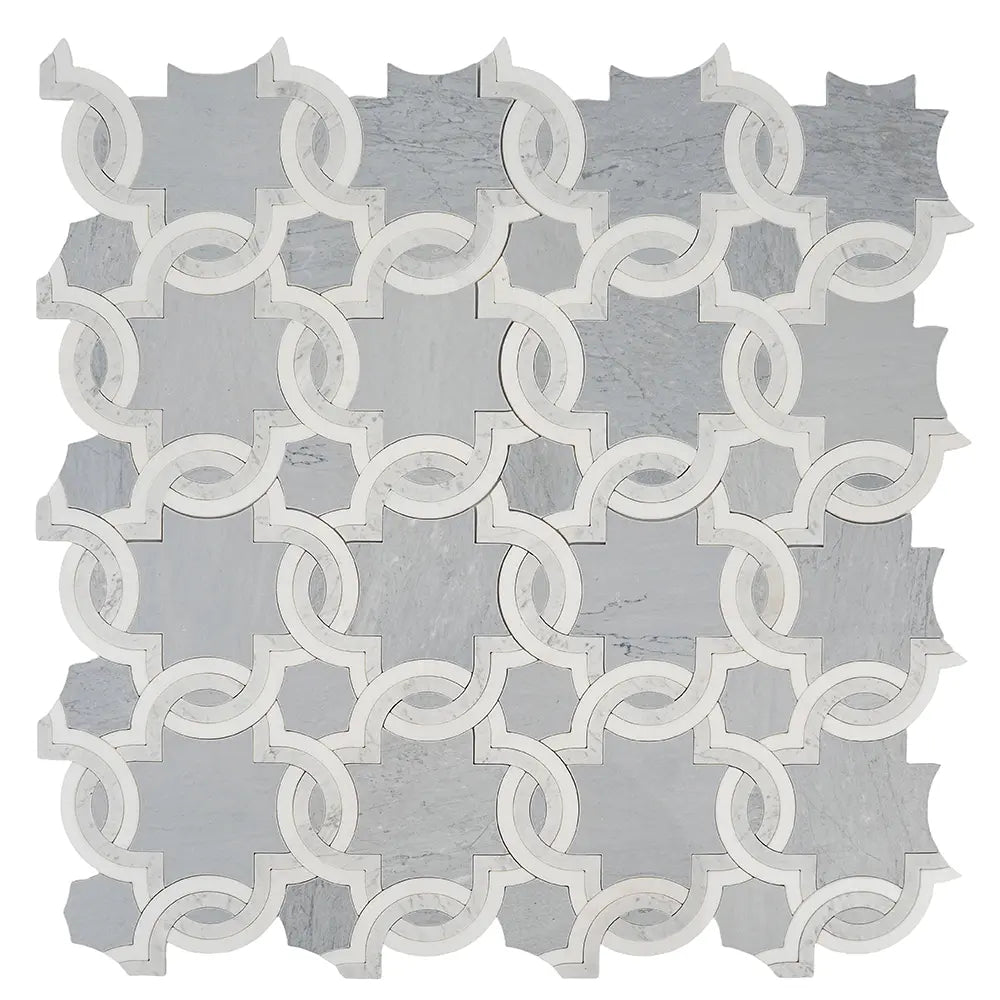 Weaving Flower Carrara & Thassos Marble Mosaic Tile | Tile Club