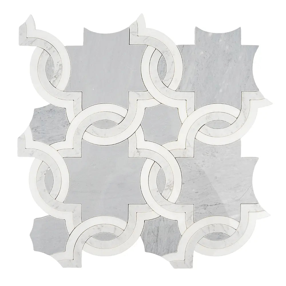 Weaving Flower Carrara & Thassos Marble Mosaic Tile | Tile Club