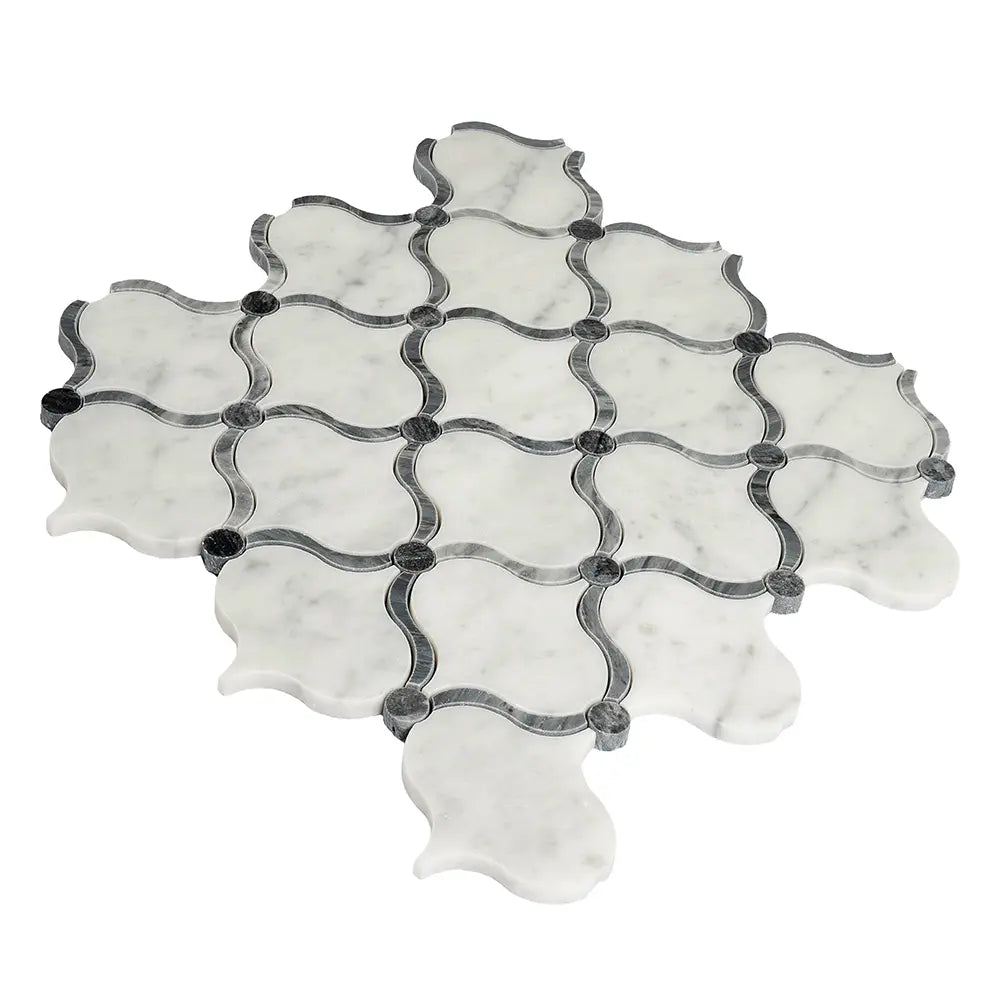 Carrara Arabesque Tile With Bardiglio Dots | Tile Club