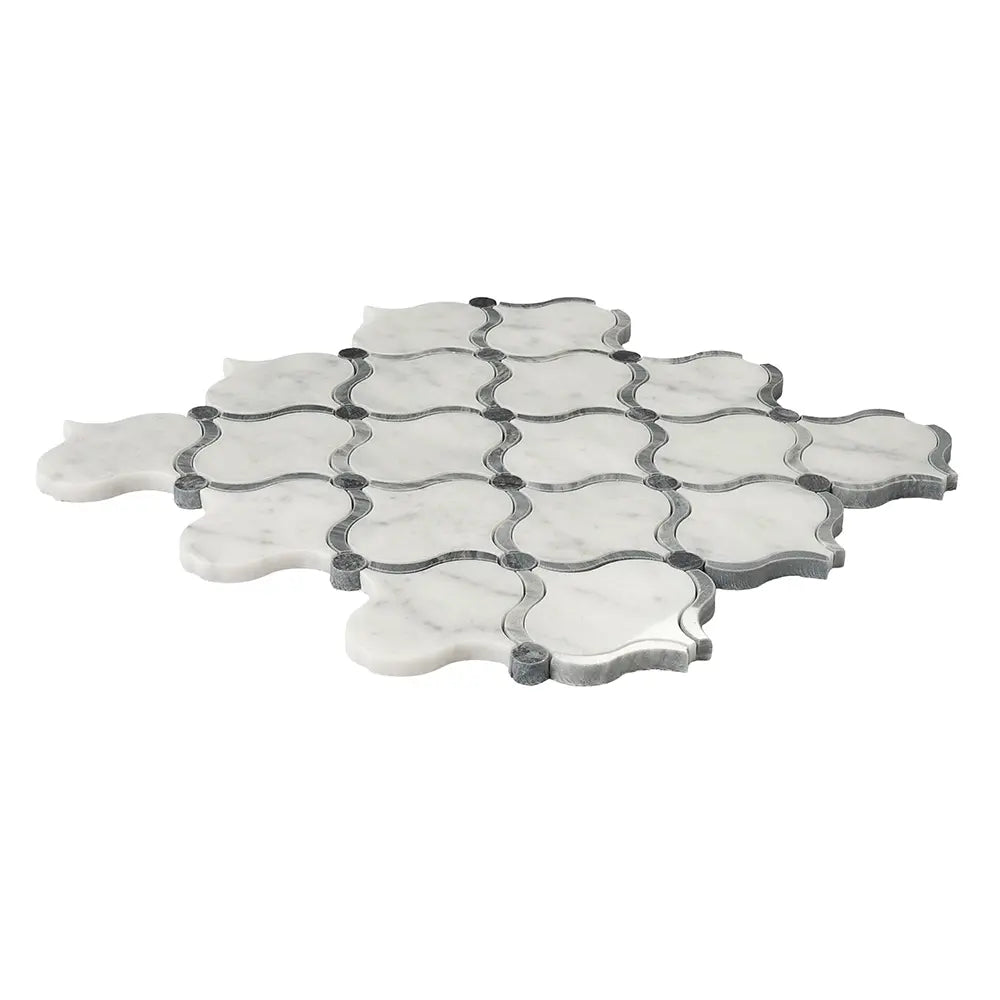 Carrara Arabesque Tile With Bardiglio Dots | Tile Club