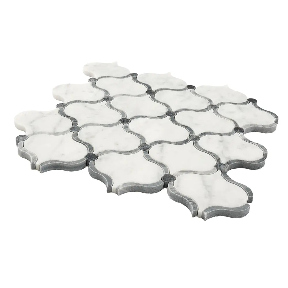 Carrara Arabesque Tile With Bardiglio Dots | Tile Club