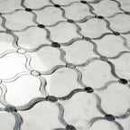 Carrara Arabesque Tile With Bardiglio Dots | Tile Club