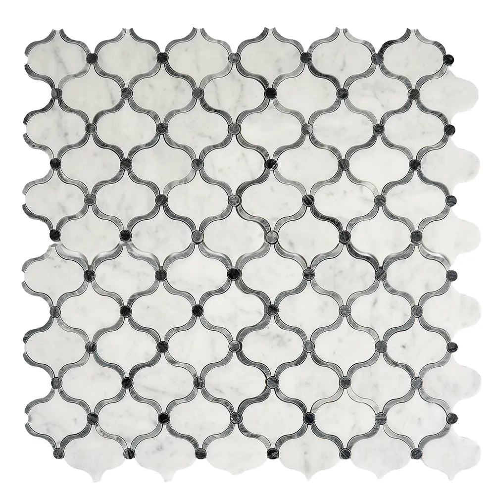 Carrara Arabesque Tile With Bardiglio Dots | Tile Club