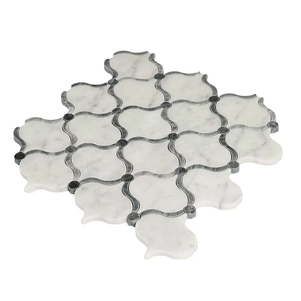 Carrara Arabesque Tile With Bardiglio Dots | Tile Club