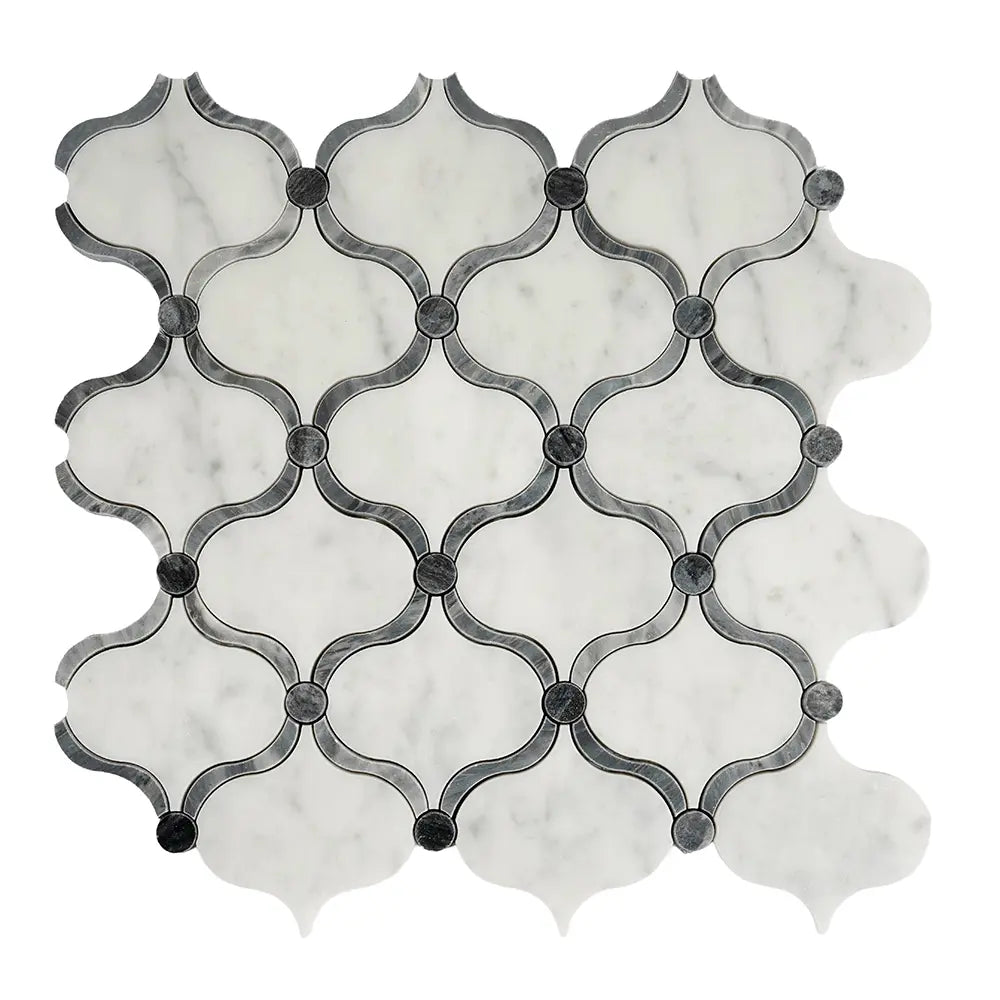 Carrara Arabesque Tile With Bardiglio Dots | Tile Club