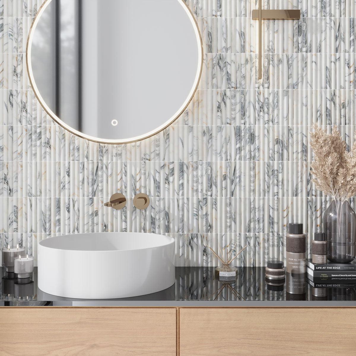 True Arabescato Arc Fluted | Tile Club