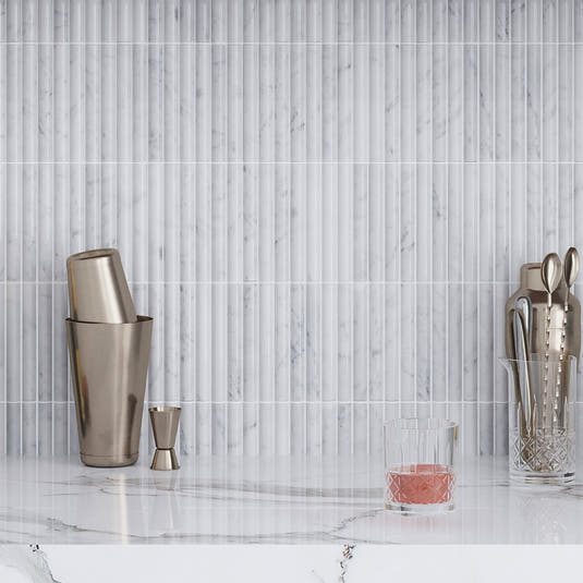 True Carrara Arc Fluted | Tile Club