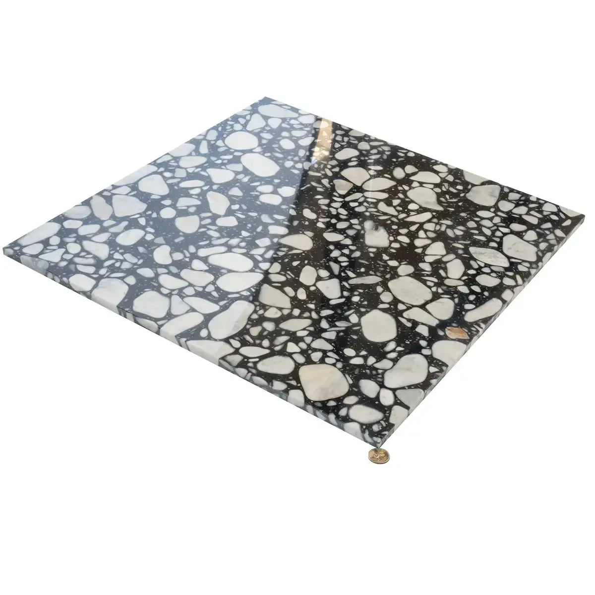 Black and White Real Terrazzo Tile 24" x 24" | Tile Club