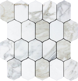Calacatta Gold Elongated Hexagon Mosaic Tile Sample