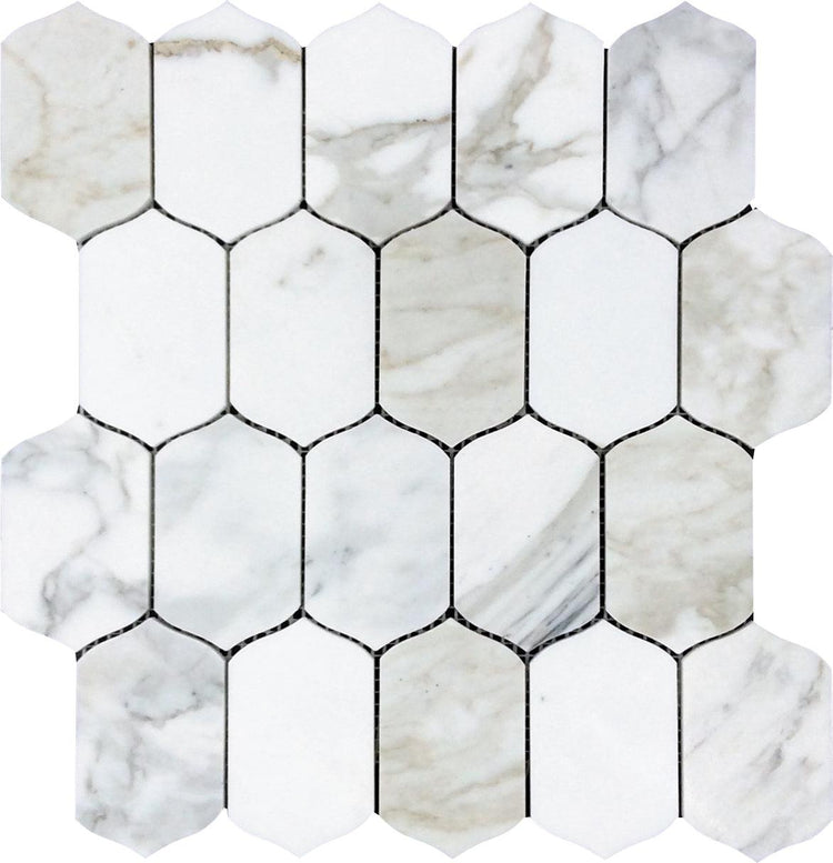 Calacatta Gold Elongated Hexagon Mosaic Tile Sample