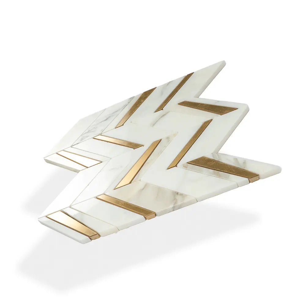 Calacatta Gold and Brass Chevron Mosaic | Tile Club
