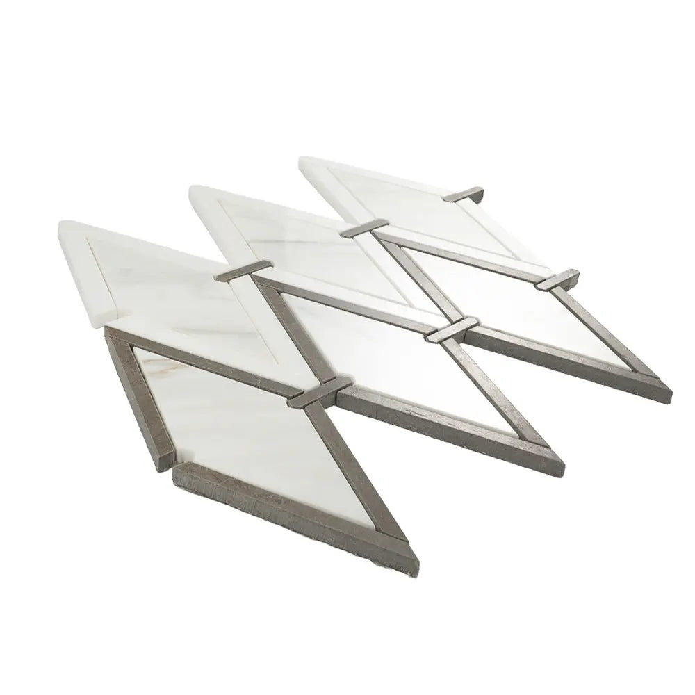 Medieval Diamonds Calacatta Gold & Lagos Azul Mosaic Tile | Tile Club