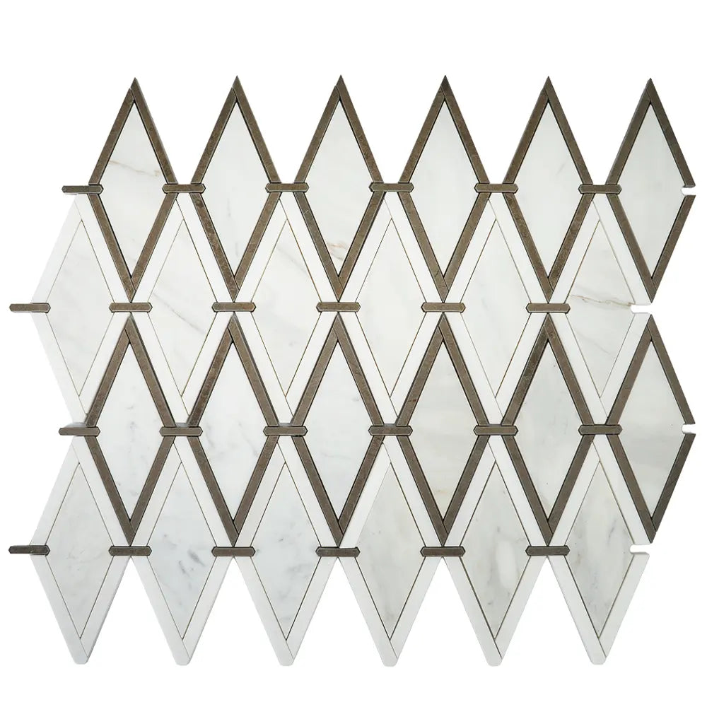 Medieval Diamonds Calacatta Gold & Lagos Azul Mosaic Tile | Tile Club
