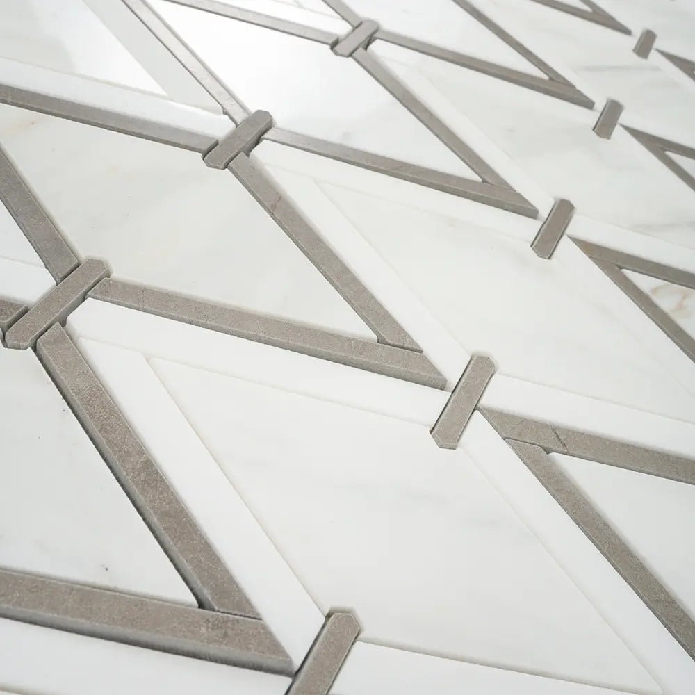 Medieval Diamonds Calacatta Gold & Lagos Azul Mosaic Tile | Tile Club
