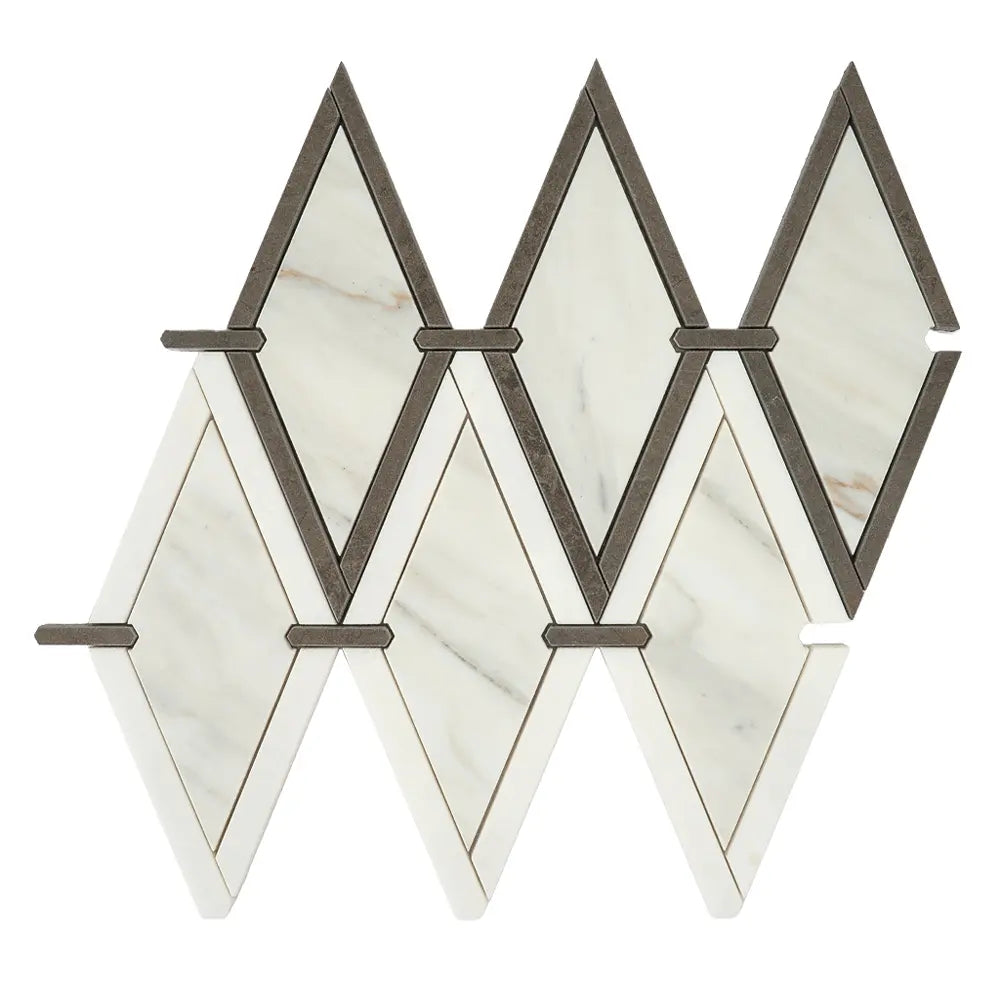 Medieval Diamonds Calacatta Gold & Lagos Azul Mosaic Tile | Tile Club
