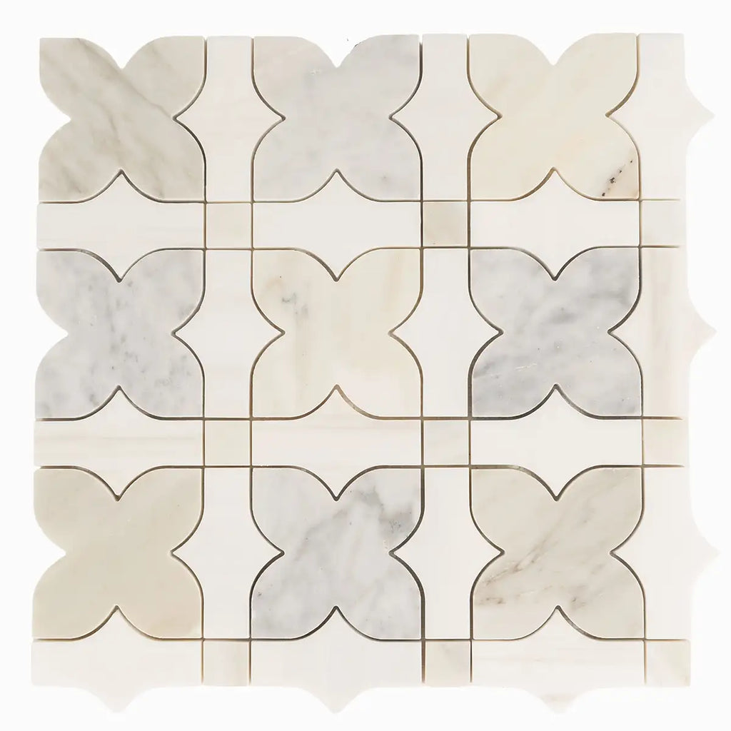 Geometria Marble Neutral Stars Mosaic Tile | Tile Club