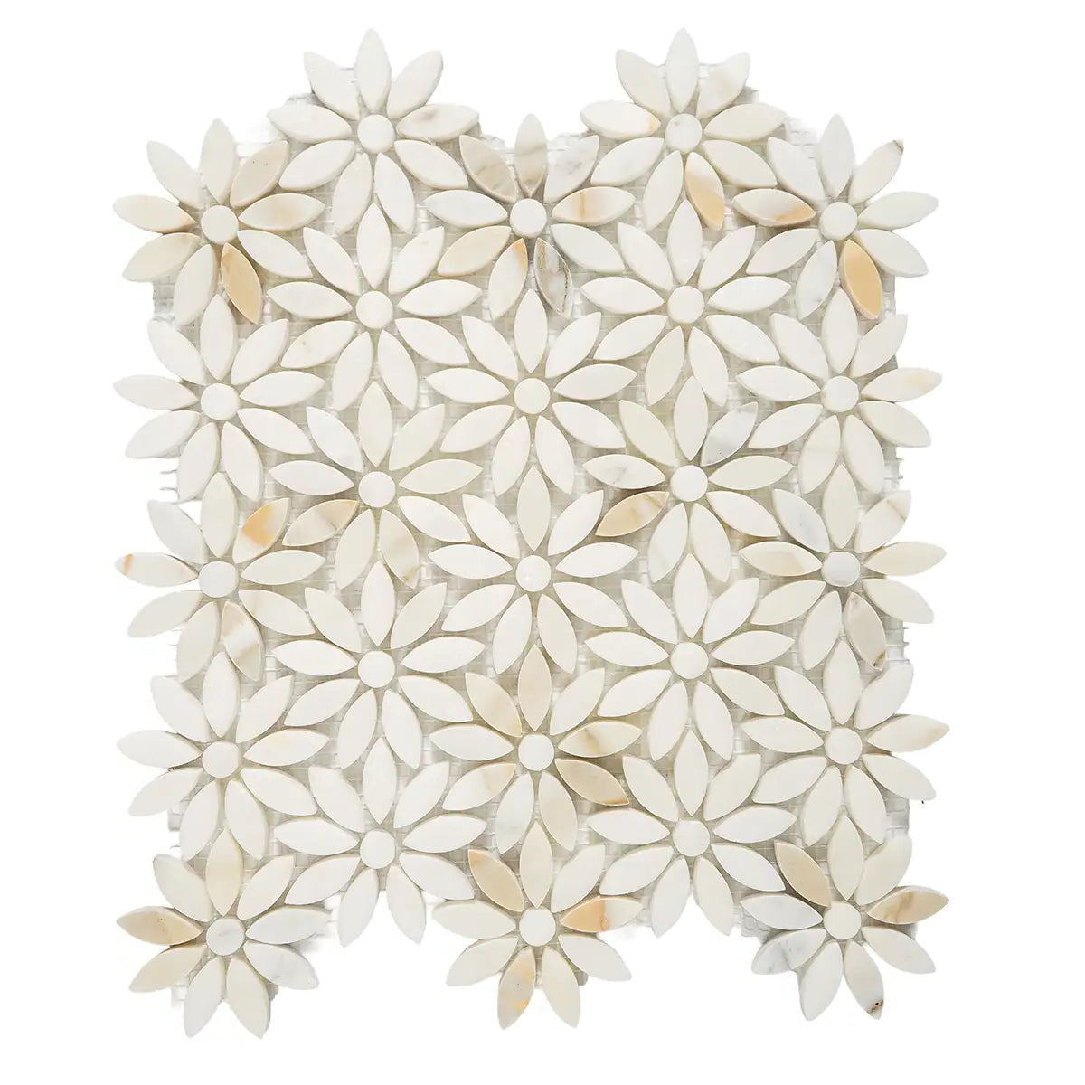 Meadow Calacatta Gold Flower Marble Mosaic Tile | Tile Club