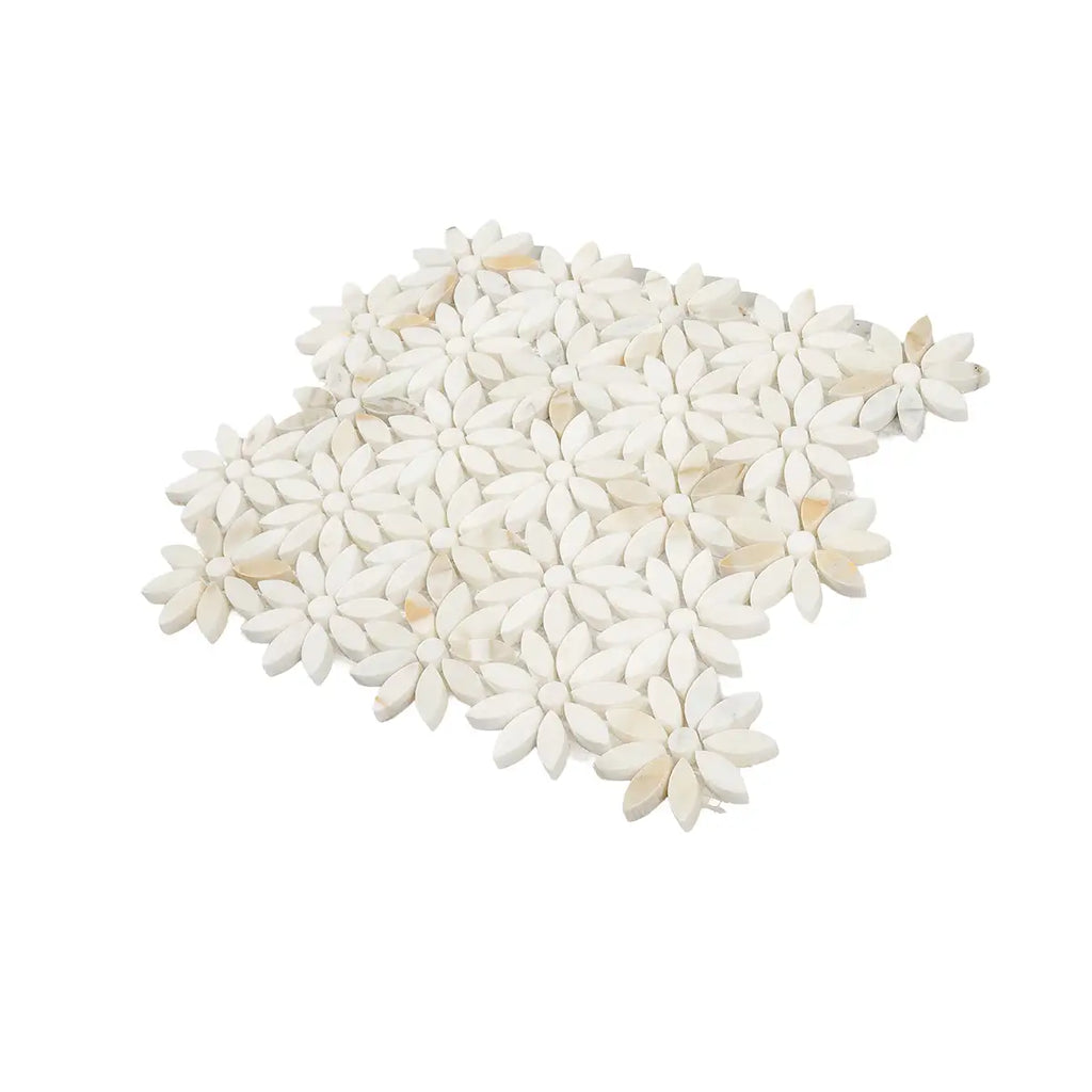 Meadow Calacatta Gold Flower Marble Mosaic Tile | Tile Club