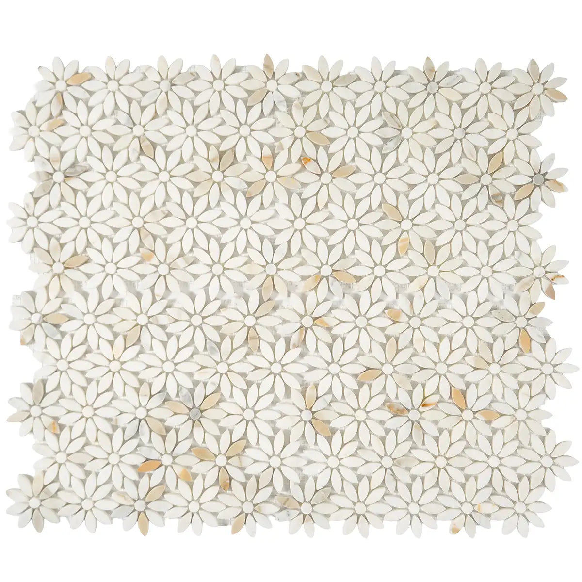 Meadow Calacatta Gold Flower Marble Mosaic Tile | Tile Club