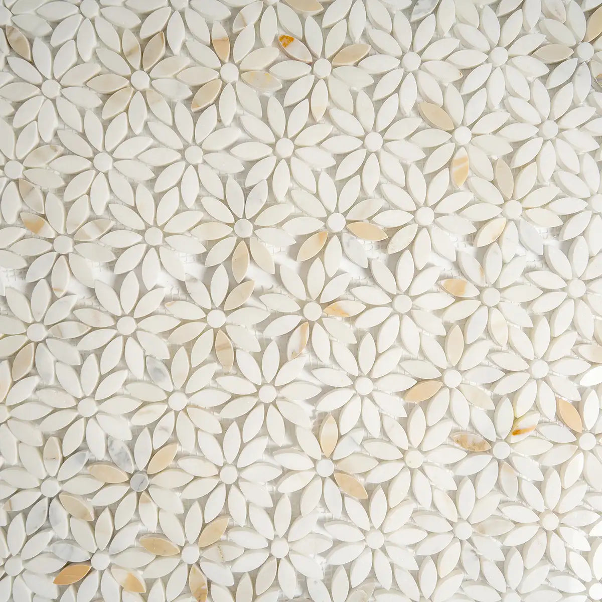 Meadow Calacatta Gold Flower Marble Mosaic Tile | Tile Club