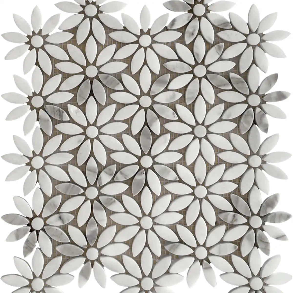 Meadow Calacatta Gold Flower Marble Mosaic Tile | Tile Club
