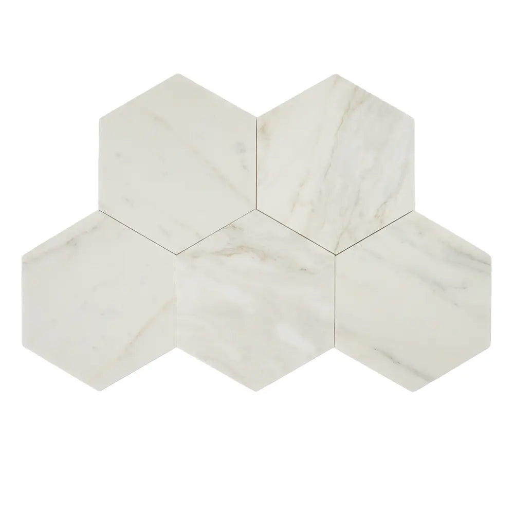 10" Calacatta Gold Marble Hexagon Tile Honed | Tile Club