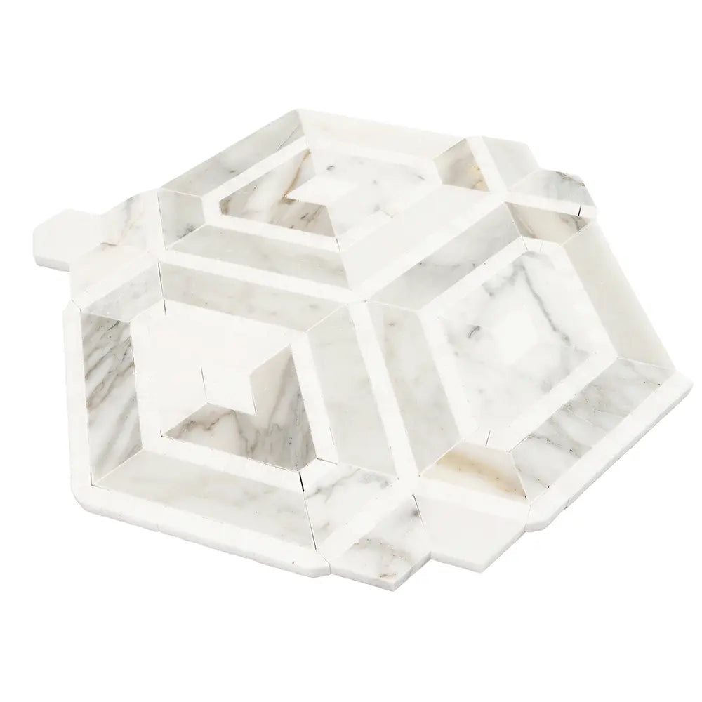Diamond & Hex Calacatta Gold Marble Mosaic Tile