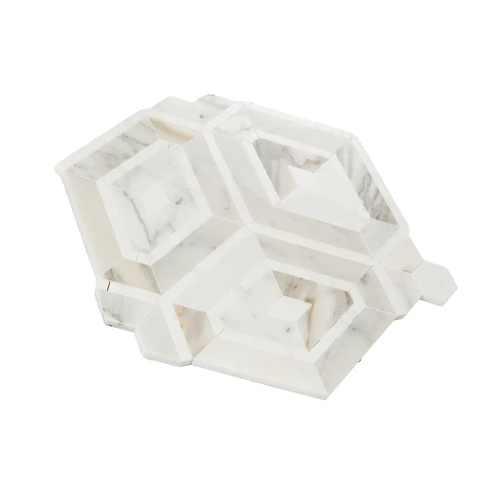 Diamond & Hex Calacatta Gold Marble Mosaic Tile