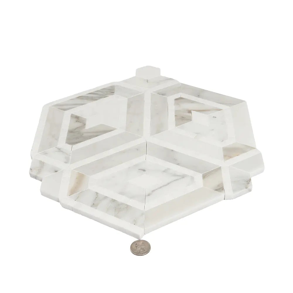 Diamond & Hex Calacatta Gold Marble Mosaic Tile