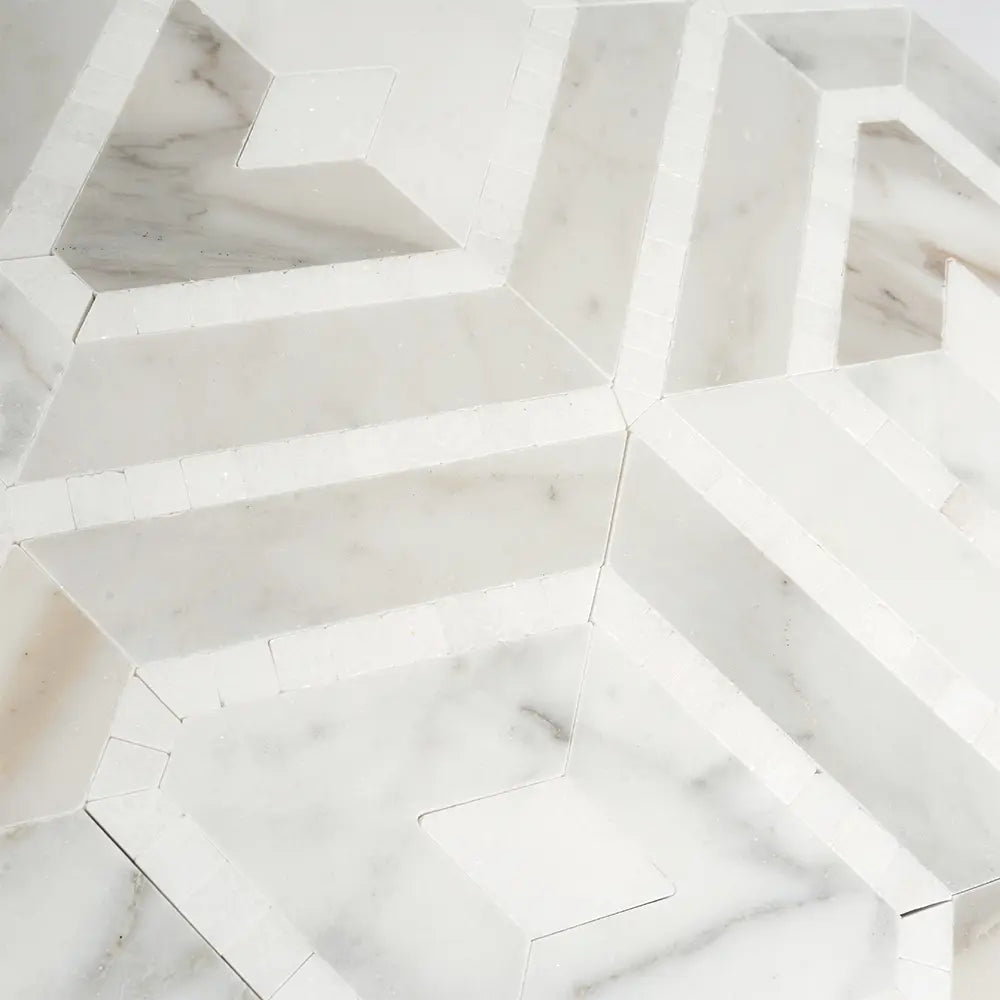 Diamond & Hex Calacatta Gold Marble Mosaic Tile