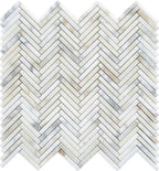 Calacatta Gold Skinny Herringbone Mosaic Tile Sample