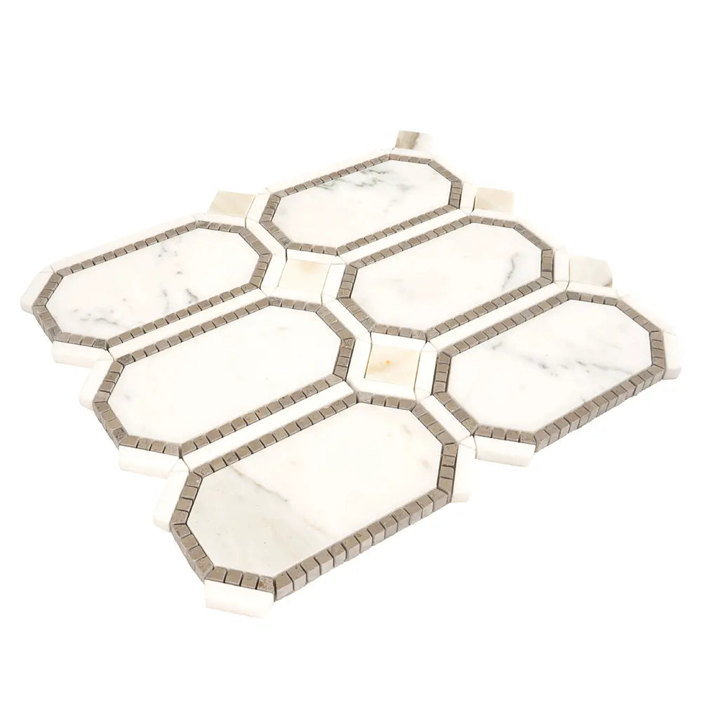 Calacatta Gold Octagon With Lagos Azul Dots | Tile Club