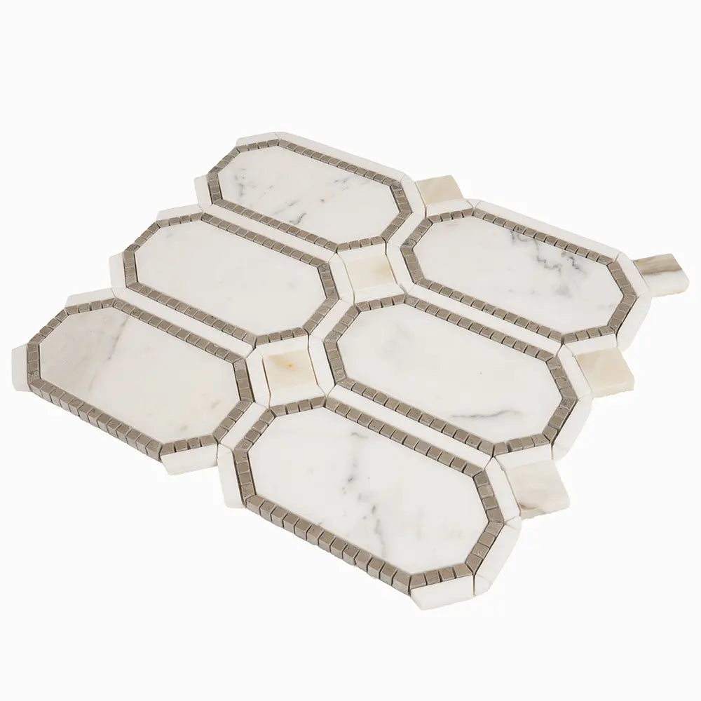 Calacatta Gold Octagon With Lagos Azul Dots | Tile Club